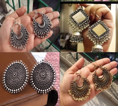 Mystory Trendy Combo earrings of Chandbali Designer Women Beads Alloy Chandbali Earring