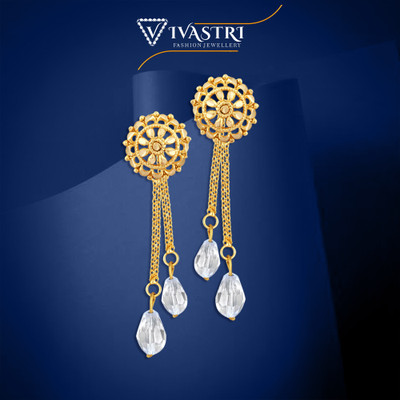 VIVASTRI Removable Stud Jhumki Chain Drop Earring Combo setof 2 Pair For Women & Girls Crystal Alloy Stud Earring, Drops & Danglers