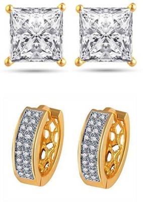 ENZY American Diamond Jewelry for Women - 2 Pair Earrings Alloy Earring Set