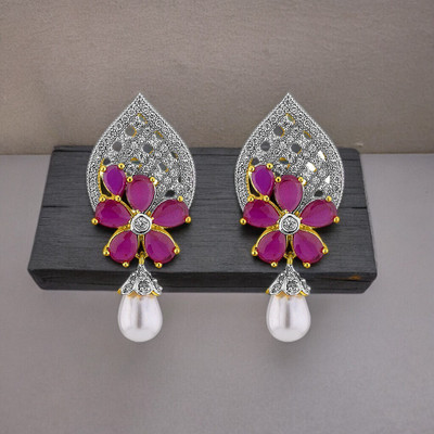 Sri Jagdamba Pearls Vibrant Cubic Zirconia, Pearl Alloy Drops & Danglers