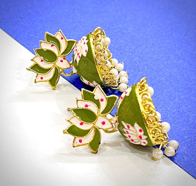 Jeweave Floral Meenakari Jhumkas | Traditional Earrings with Modern Touch Alloy Jhumki Earring