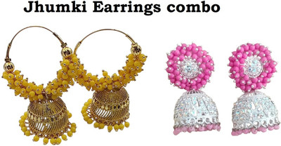 JMBW INTERNATIONAL 2 Combo boho floral earrings Beads Alloy Jhumki Earring