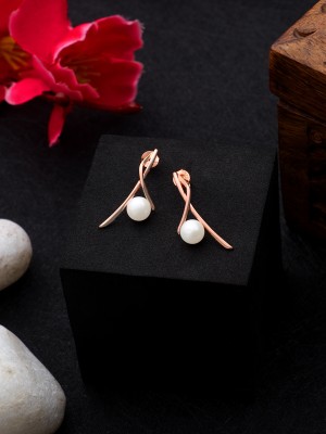 DIAVO Sculpted 925 Silver Pearl Earrings Sterling Silver Clip-on Earring