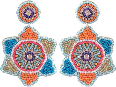 Preesona Handmade Multicolor Beaded Drop Earrings For Women/Girl's Beads Alloy Hoop Earring