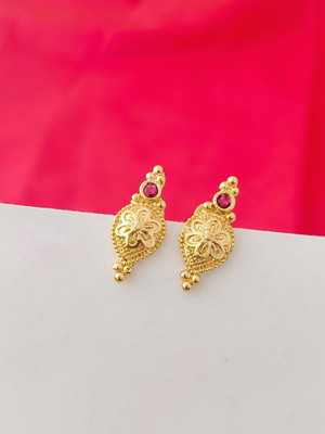 KAKOSHI IMITATION WOMEN STUD Ruby Brass Stud Earring