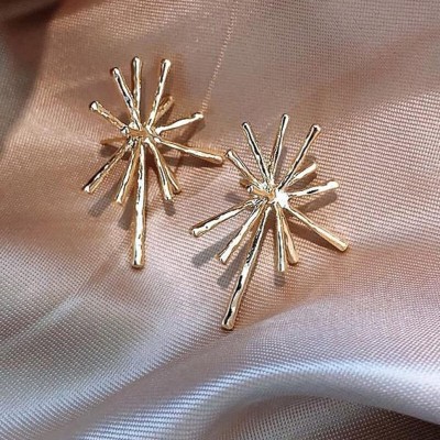 SOFYNE FASHION Women Gold Color Metal Firework Chandelier Earrings Alloy Stud Earring