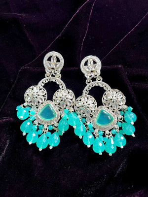 Hengar Traders Three_Round_See_Green-3 Cubic Zirconia Brass Earring Set
