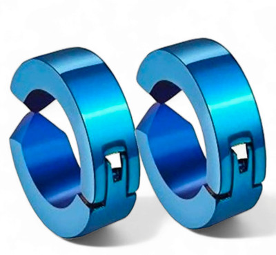 Shree Ju Trending And Stylish Blue Clip on Bali For Men Women Boys Girls Unisex Stainless Steel Huggie Earring, Stud Earring, Earring Set
