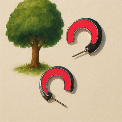 Lexzy Trendy Enamel Hoop Earrings for Women & Girls Lightweight Fashion Jewellery Zircon Metal Stud Earring