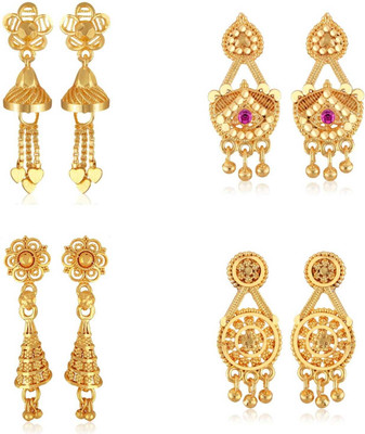 VIGHNAHARTA Golden Alloy Stud Earrings Combo Set(Sales Package-4 Pair Earrings) Cubic Zirconia Brass Stud Earring, Clip-on Earring
