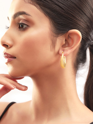 RUBANS Rubans 18k Gold-Plated Stainless Steel Tarnish-Free Waterproof Hoop Earrings Brass Hoop Earring