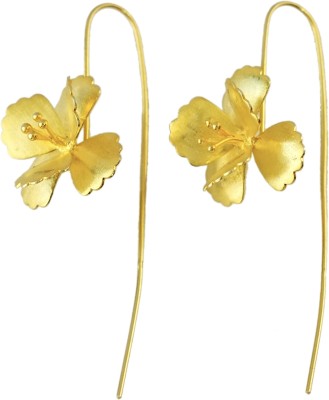 ovana Pure 92.5 Sterling Silver Golden Rose Earrings With 22Kt Gold Plating Sterling Silver, Silver Drops & Danglers
