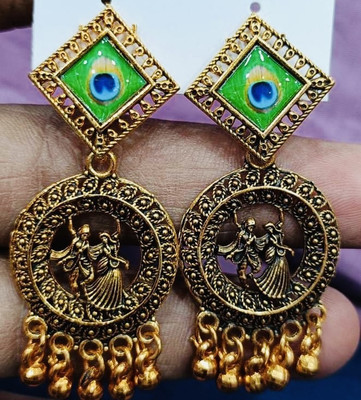 SAKETHAM Golden Duet small Alloy Jhumki Earring