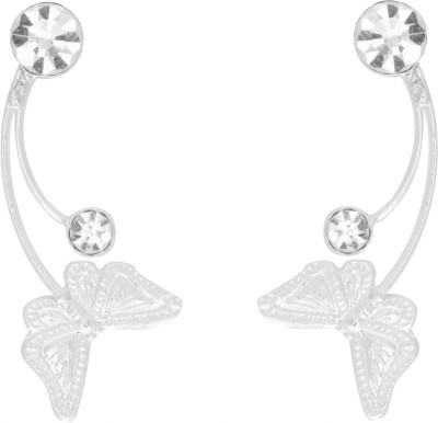 Svan 925 Sterling Silver Cubic Zirconia CZ Designer Butterfly Cuff Earrings Sterling Silver Cuff Earring