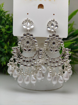 APR Creation Fancy White Earring Jhumki for Girls and Women | Jhumka For Women Alloy Drops & Danglers