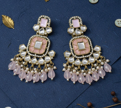 Meira Jewellery Kundan and Stone Studded Designer Heavy Earring Brass Drops & Danglers