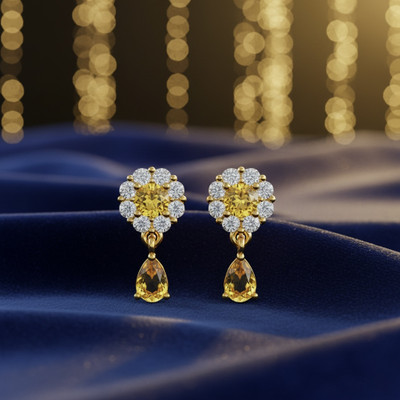 SHI Jewellery American Diamond Earrings for Women & Girls Cubic Zirconia Brass Stud Earring