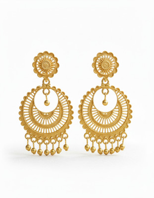 vm jwelry Premium Golden Top Jhumkas Brass Earring Set