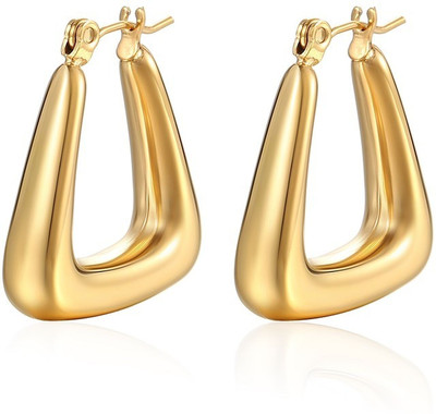 vien New Trendy French Minimalist Jewelry Thick Geometric Hoop Earrings for Women Stainless Steel Hoop Earring