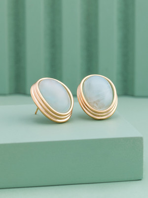 Kushal's Fashion Jewellery Aqua Gold-Plated Party Zircon Stud Earring Zircon Copper Stud Earring