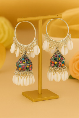 LOVANSH Lovansh Boho Multicolor Shell Oxidized Jhumka Earrings Alloy Chandbali Earring