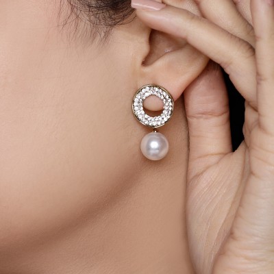 ZAISHA Elegant Heritage: Vintage Pearl Earrings Collection Pearl Brass Drops & Danglers