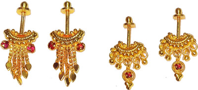 Shrungarika Traditional Gold Bugadi Earrings Combo Pack Of 2 Pairs in golden Alloy Drops & Danglers