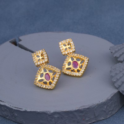 harikrupa Gold Plated Beautiful Earrings Cubic Zirconia Alloy Stud Earring