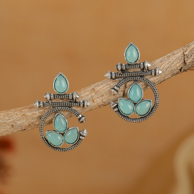 AADHYANSH sea green vakiya earrings for girls Brass Stud Earring
