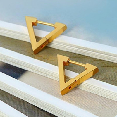 Vedansh Piyush Enterprises Stylish Golden Triangle Hoop Stud Earrings Brass Hoop Earring