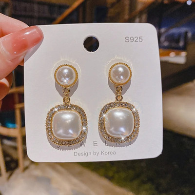 Exotique Gold Plated Amazing Korean Square Drop Earrings Alloy Drops & Danglers
