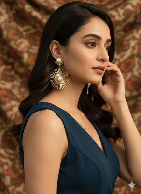 zoki Floral Korean Earrings Gold Jhumki Earring