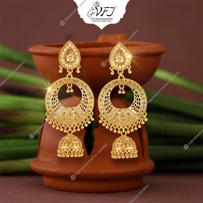 VIGHNAHARTA Allure Beautiful Earrings Princess Colorful Gold Plated Jhumki Earrings Cubic Zirconia Alloy Chandbali Earring