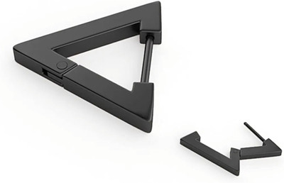 house of common Piyush Enterprises Stylish Black Unisex Triangle Hoop Stud Earrings Stainless Steel Hoop Earring