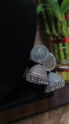 MHASAH Royal Silver Crystal Jhumka Earring Crystal Alloy Jhumki Earring