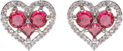 Manikya MANIKYA Brass AD Rhodium Plated Earings Tops With Hydro Colour CZ Stones Cubic Zirconia Brass Stud Earring, Earring Set
