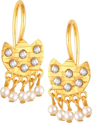 VIGHNAHARTA Sizzling Bejeweled White Bugadi drop CZ and pearls Earring for Women and Girls Cubic Zirconia, Beads Alloy Drops & Danglers