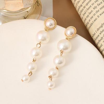 Miami Pearls Earrings for women korean long earing girl Moti Ear Ring stylish Western Pearl Alloy, Metal, Mother of Pearl Earring Set, Drops & Danglers