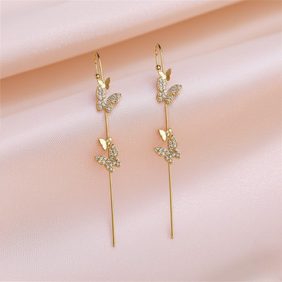 Zaphariq Pair Of 2 Gold Plated Zircon Studded Butterfly Ear Cuff For Women And Girls Cubic Zirconia Alloy Cuff Earring