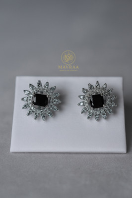 MAVRAA Mavraa Premium Black Stone Stud Earrings for Women & Girls Cubic Zirconia Alloy Stud Earring