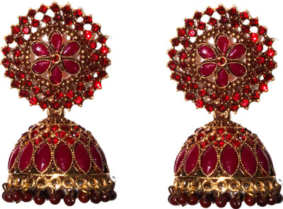TheQueenVibes THE QUEEN VIBES Brass, Glass Jhumki Earring, Earring Set