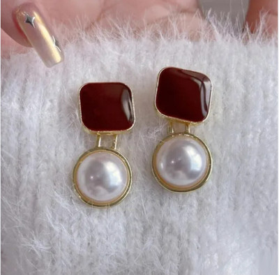 JRISSY Light weight pearl hoops Alloy Hoop Earring Cubic Zirconia Stainless Steel Drops & Danglers