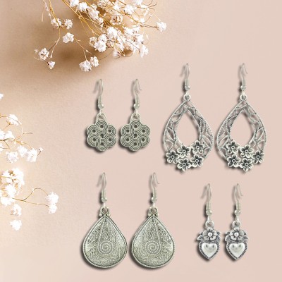 HIGH TRENDZ Oxidised German Silver Stylish Earrings Combo German Silver Earring Set