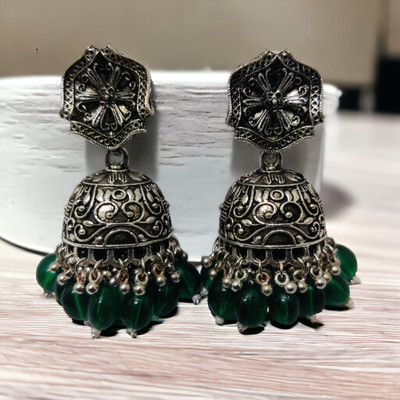 Opal Touch Enchanting Oxidized Jhumkas Cubic Zirconia Brass Jhumki Earring
