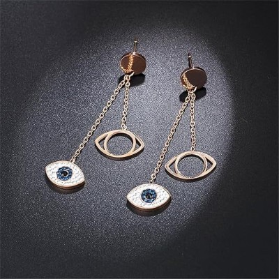 JUMSA Jumsa Stainless Steel Evil Eyes Earring Crystal Alloy Clip-on Earring