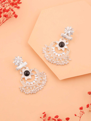 Sangria Silver Plated Earring for Women & Girls Diamond Brass Drops & Danglers