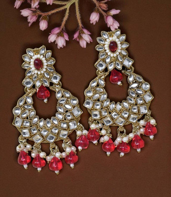 Meira Jewellery Kundan and Stone Studded Designer Heavy Earring Brass Drops & Danglers