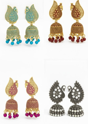 Weartech Elegant Peacock Design Jhumka Earrings Set Alloy Jhumki Earring