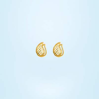 SORELLII A Pair of Golden Pine Earrings Cubic Zirconia German Silver Ear Thread