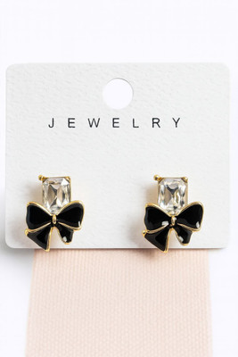 fashion jewellry Trendy Bow Design Earrings for Women & Girls Diamond Alloy Stud Earring, Drops & Danglers, Plug Earring, Clip-on Earring